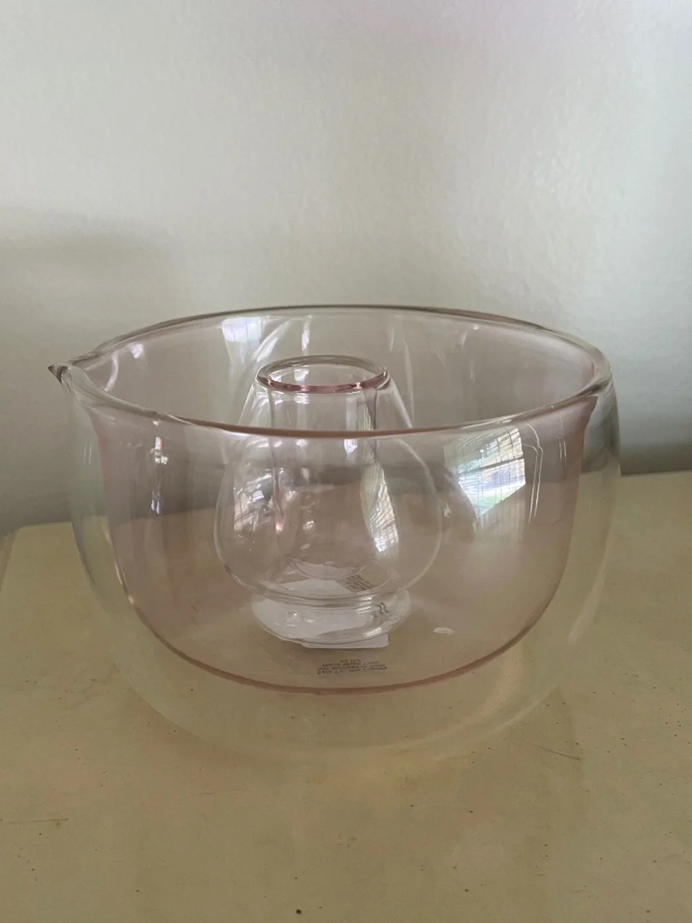 World Market Pink Glass Matcha Bowl & Whisk Set